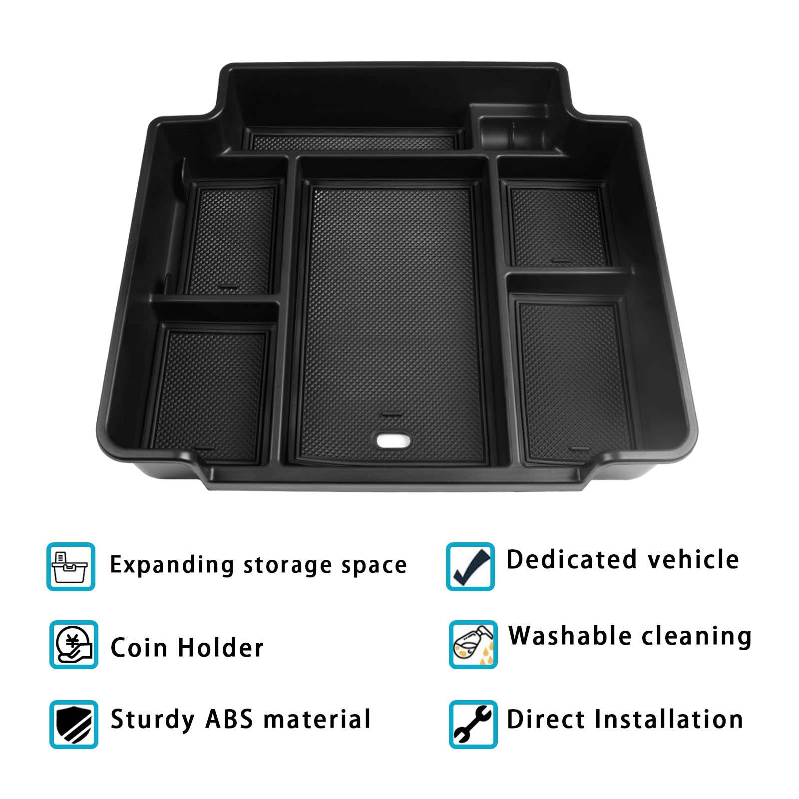 EDBETOS Full Size Center Console Organizer Tray Compatible with Chevy Suburban Tahoe GMC Yukon Accessories 2021 2022 2023,Interior Secondary Armrest Storage Box Divider (NOT for Power-Sliding Console)