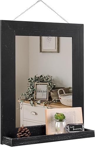 Miniatura 1 de EDGEWOOD Espejo de pared de 16 x 20 pulgadas, decorativo, rústico, con marco de madera maciza para granja, baño, tocador, sala de estar, dormitorio,