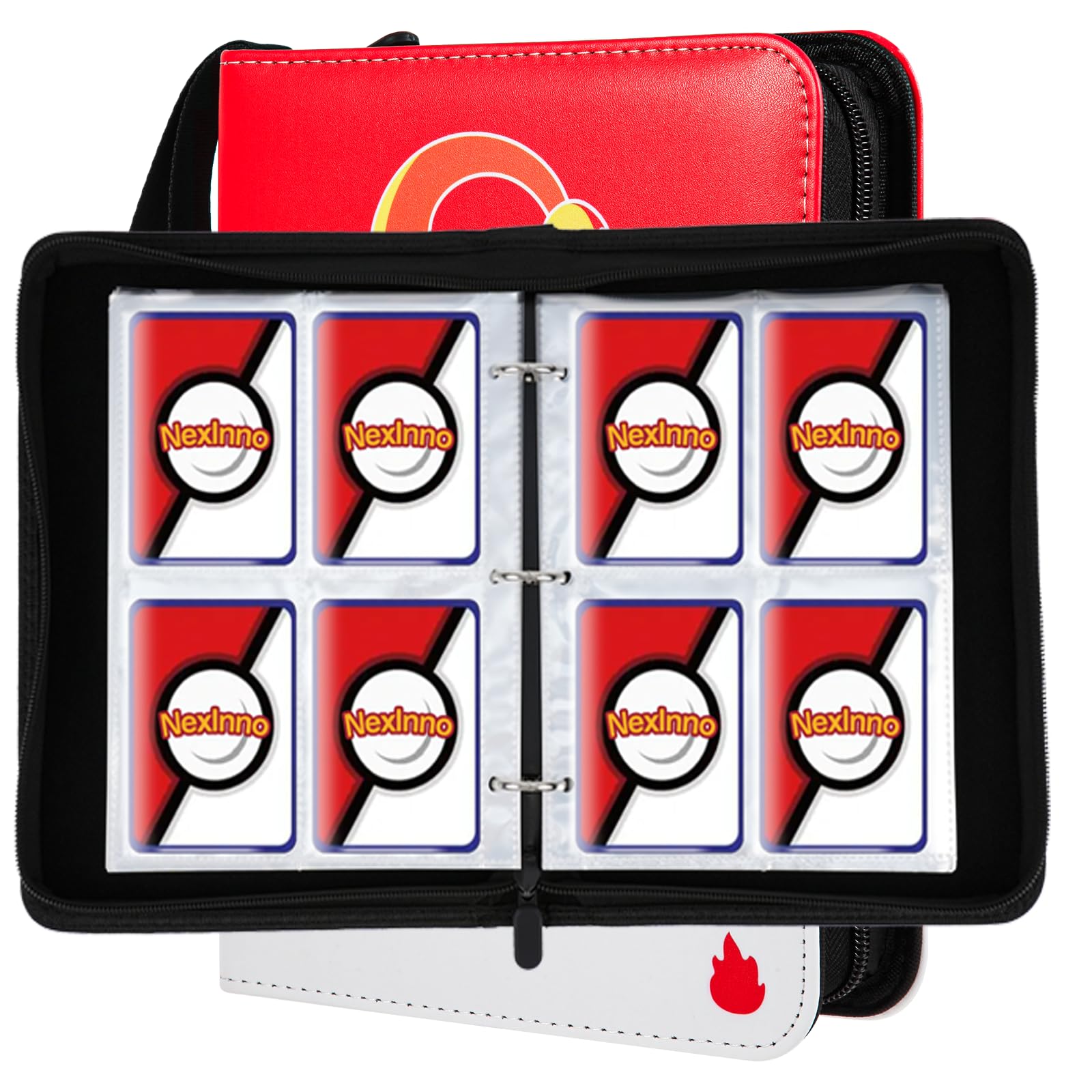 Photo 1 of NexInno Trading Card Binder, 4 Pockets Card Binder with 50 Removable Sleeves for 400 Cads, Premium Card Collection Binder for Standard Trading Cards, Yugioh, MTG, Game Cards, and Sports Cards