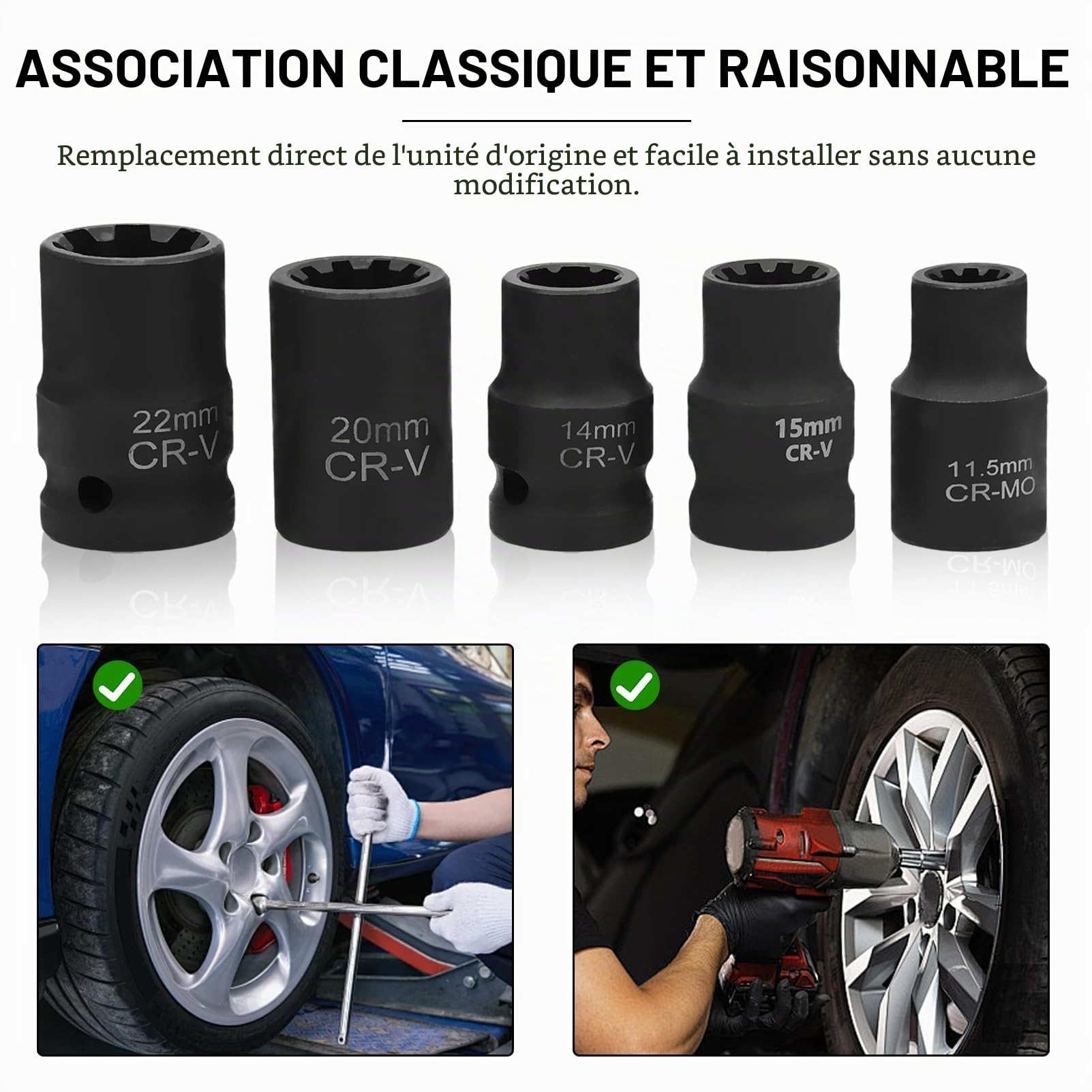 5 Pièces Douilles pour Étrier de Frein (11.5, 14, 15, 20, 22mm) Outils de Remplacement Vis Plaquettes de Frein Métal Noir Compatible V.W Au.di Po.RS.Che