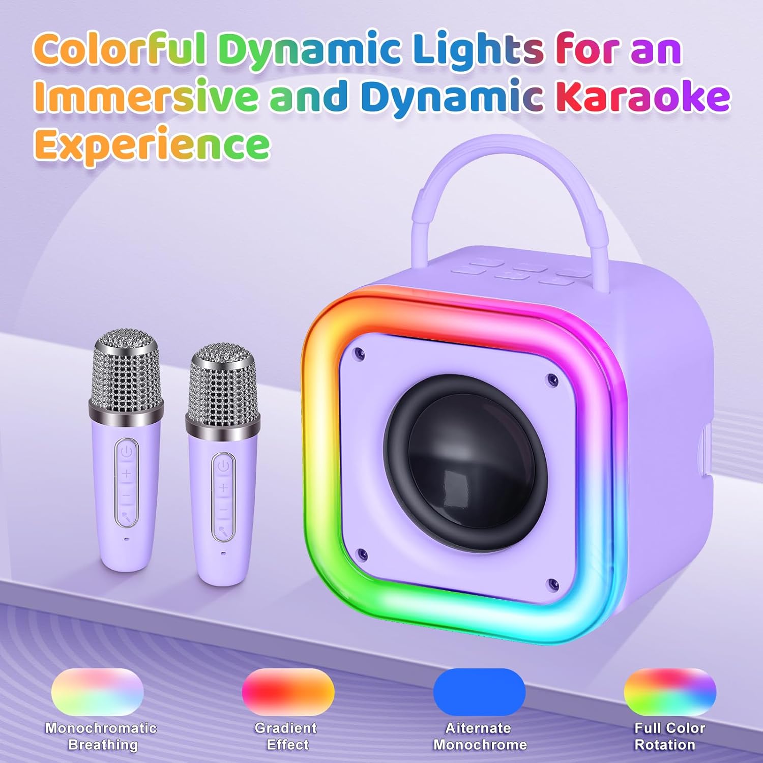 Mini Karaoke Machine for Kids, Girl Toys Gifts, Kids Karaoke Wireless Microphone for 4,5,6,7,8,9,10,11,12 Years Old Boys and Girls Christmas Party Gifts Toys (Purple) - Image 4