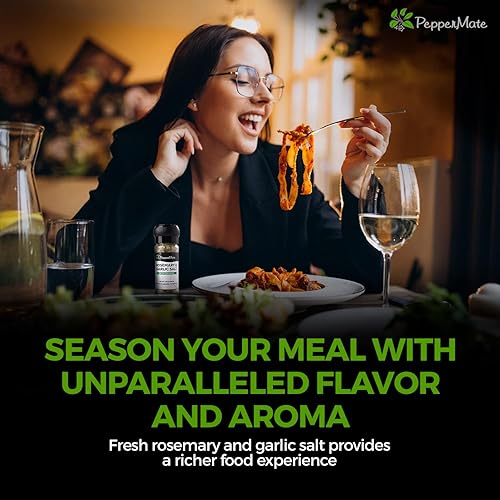 Vista 31 de PepperMate Condimento de sal marina con molinillo - Mezcla en recipiente de vidrio para frescura, especias gourmet de sal marina para barbacoa