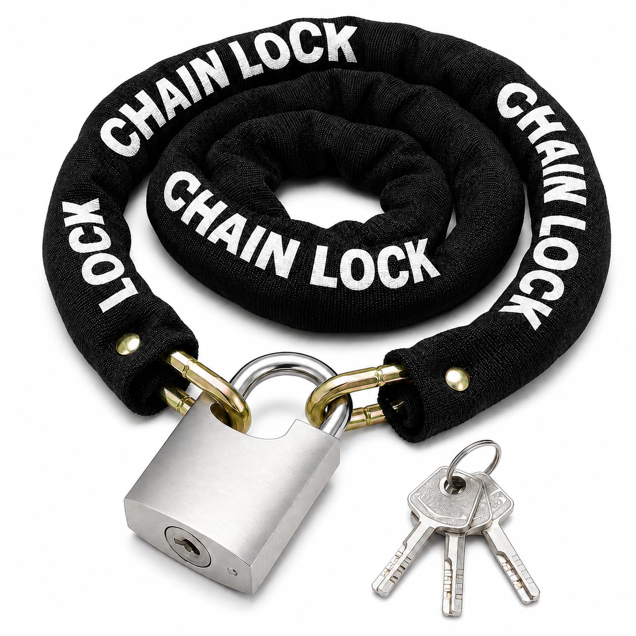 Fabulouz Black Bike Chain Lock Heavy Duty 8Mm X 1000Mm Bicycle Lock With 50Mm Padlock & 3 Keys, Security Chain For Motorcycle, Scooter, Gate, Shed & Garage