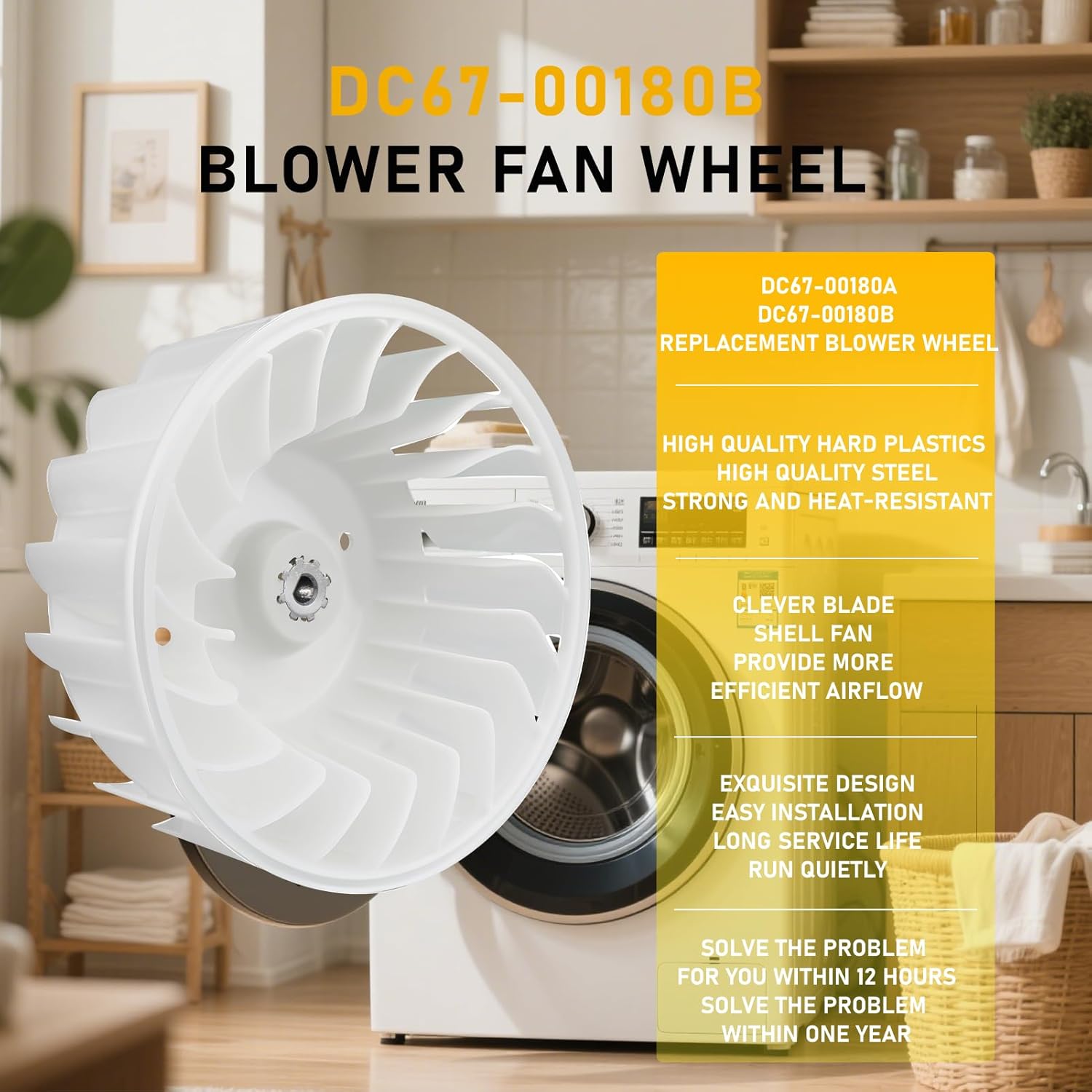 DC67-00180B Dryer Blower Wheel Fan Replace DC67-00180A PD00002104 2310018 AP5324177 Dc67-00180B Wheel for Samsung Kenmore Dryer Blower Wheel 1-Year QA