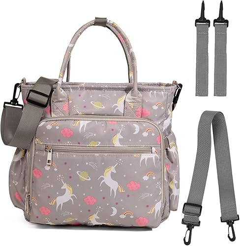 Bolsa de pañales para bebé, portátil, impermeable y de gran capacidad, con correa para el hombro, ganchos para cochecito