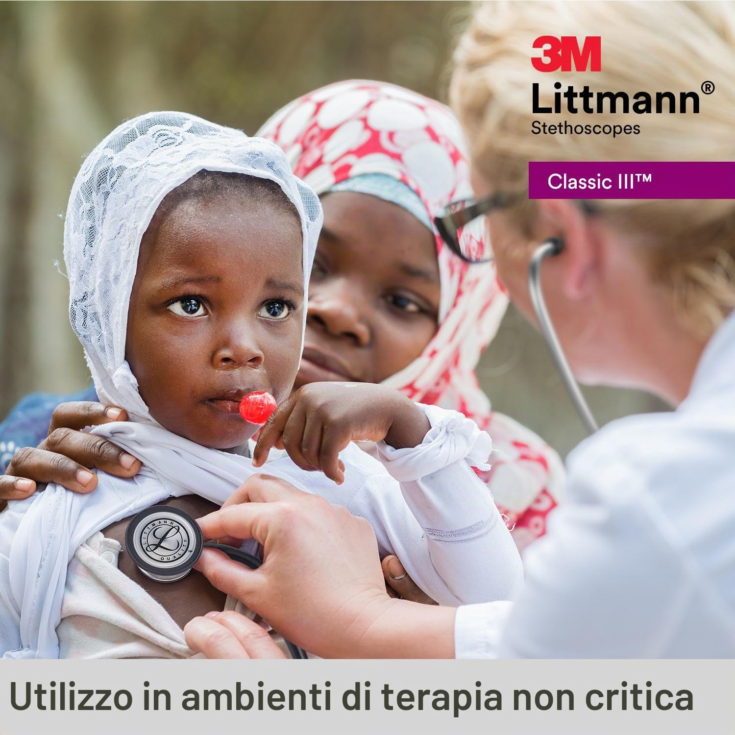 Stetoscopio per il monitoraggio 3M™ Littmann® Classic III™ con incisione laser (Nero - Nero Opaco 5803)