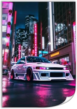 QEOPGNE Japanese Neon Tokyo Drift Jdm Car S15 Car Posters for Room Mens Living Room Bedroom Decor Aesthetic Art Prints Car Wall Decor Canvas Art Wall Decor Framed Unframed 12x18inch30x45cm