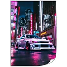 QEOPGNE Japanese Neon Tokyo Drift Jdm Car S15 Car Posters for Room Mens Living Room Bedroom Decor Aesthetic Art Prints Car Wall Decor Canvas Art Wall Decor Framed Unframed 12x18inch30x45cm