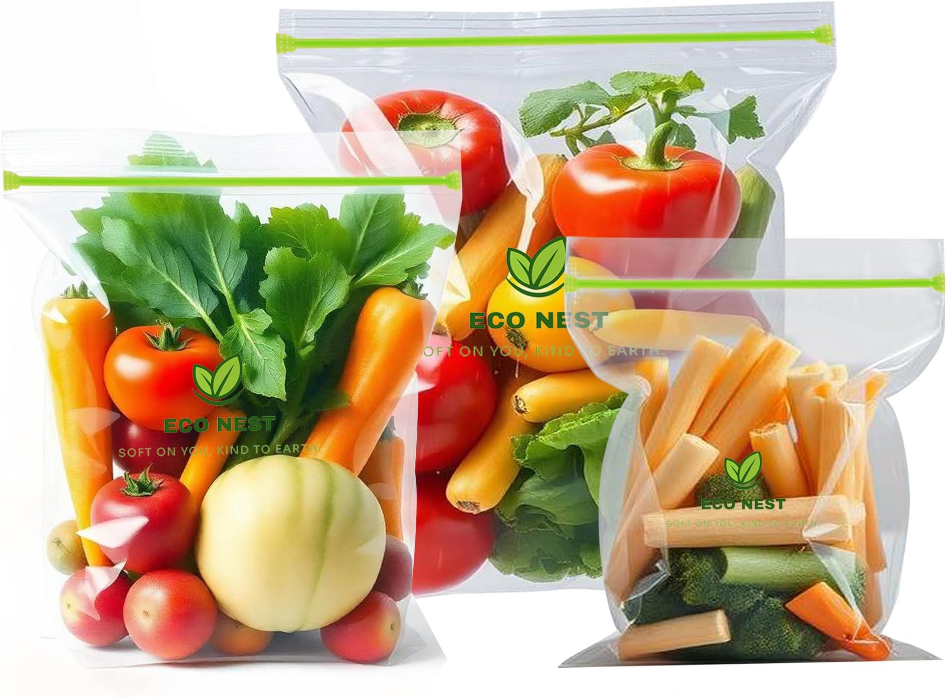 15 Multipurpose Ziplock Storage Bags (5 Small + 5 Medium + 5 Large) with Double Grip Zipper | Reusable, Leakproof, Freezer & Fridge Safe, BPA-Free Bags