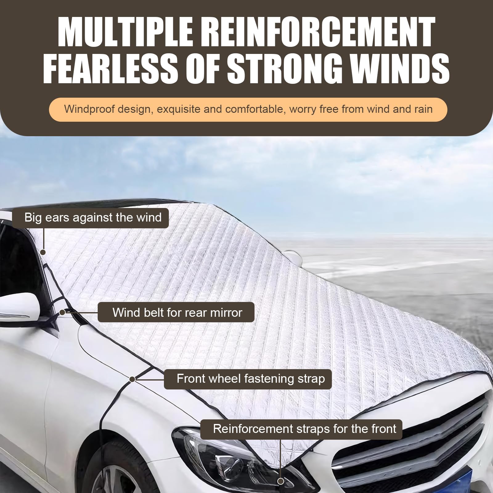 Car Windshield Cover for Ice and Snow Thickened Windproof Four-season Protection Waterproof Dustproof Frost-proof Portable Car Cloth Outdoor — view 5