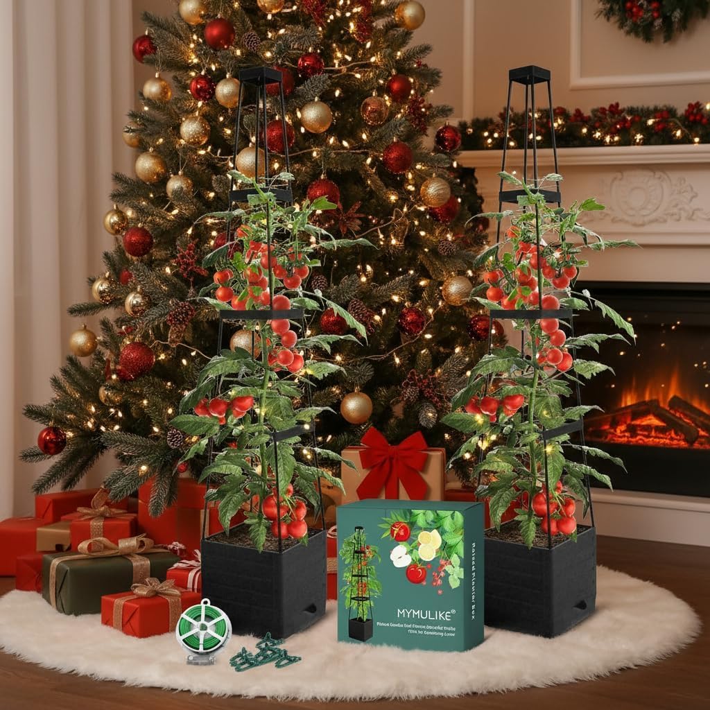 MYMULIKE 2 Stück Tomatentopf mit Rankhilfe, 145 cm Selbstbewässerung Tomaten Rankhilfe, Tomatenturm mit Wasserspeicher, Pflanzkübel Pflanzenstütze für kletternde Pflanzen/Blumen