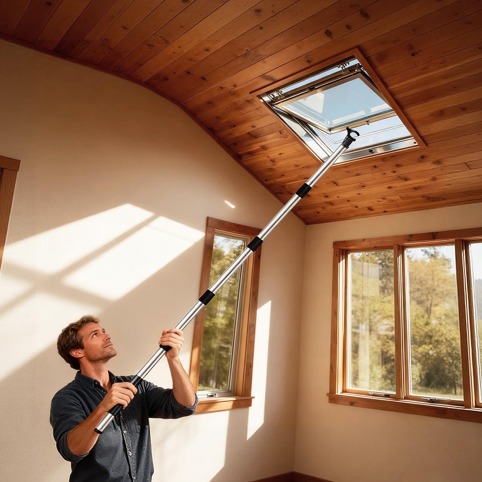 Asta Telescopica per Lucernario Velux GGL/GGU 185 cm Acciaio Inox Gancio Universale