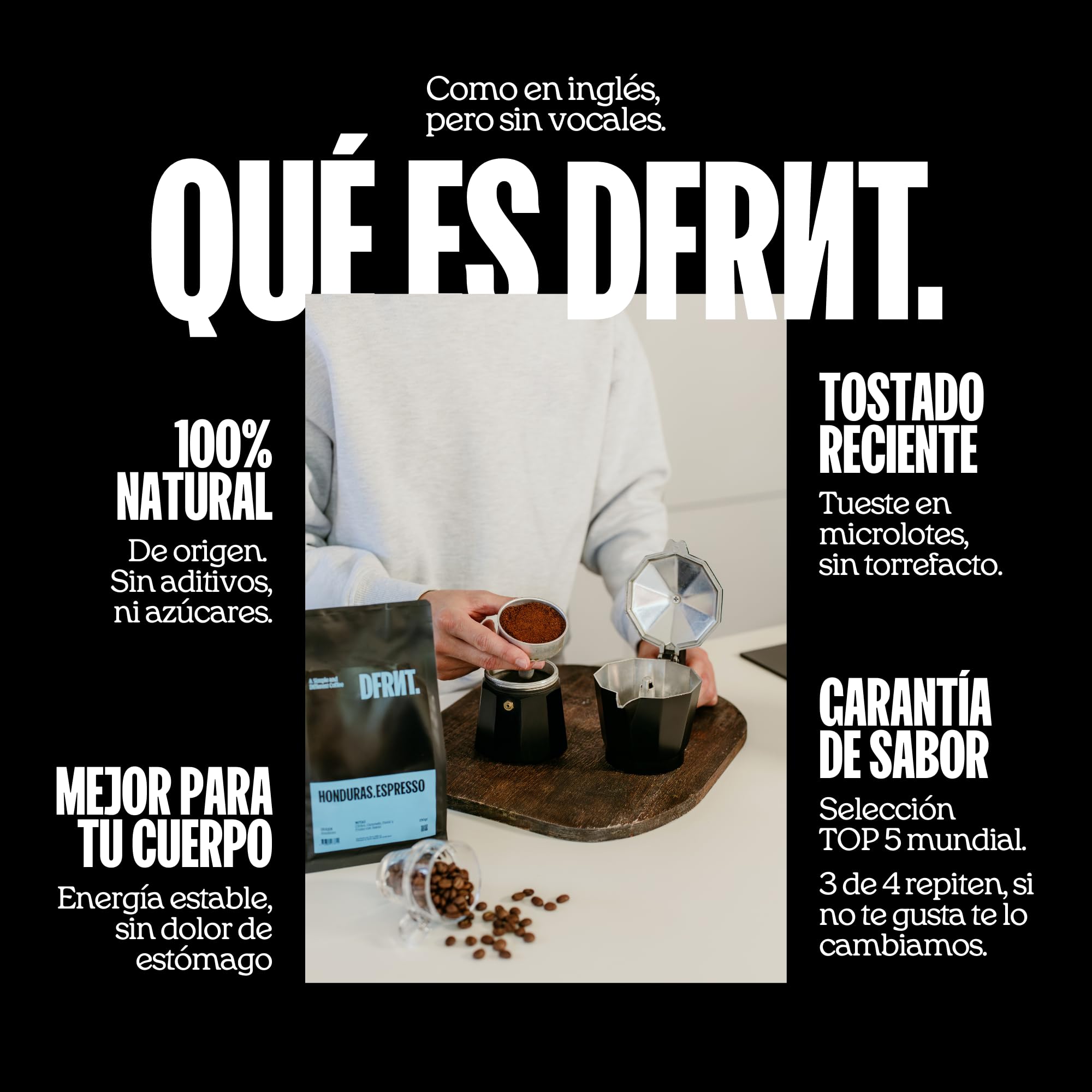 DFRNT. Colombia Espresso 1 kg – Café de Especialidad en Grano (88 Puntos SCA) – Specialty Coffee Beans 100% Arábica – Notas Chocolate y Caramelo – Ideal para Espresso – Tueste Reciente en España