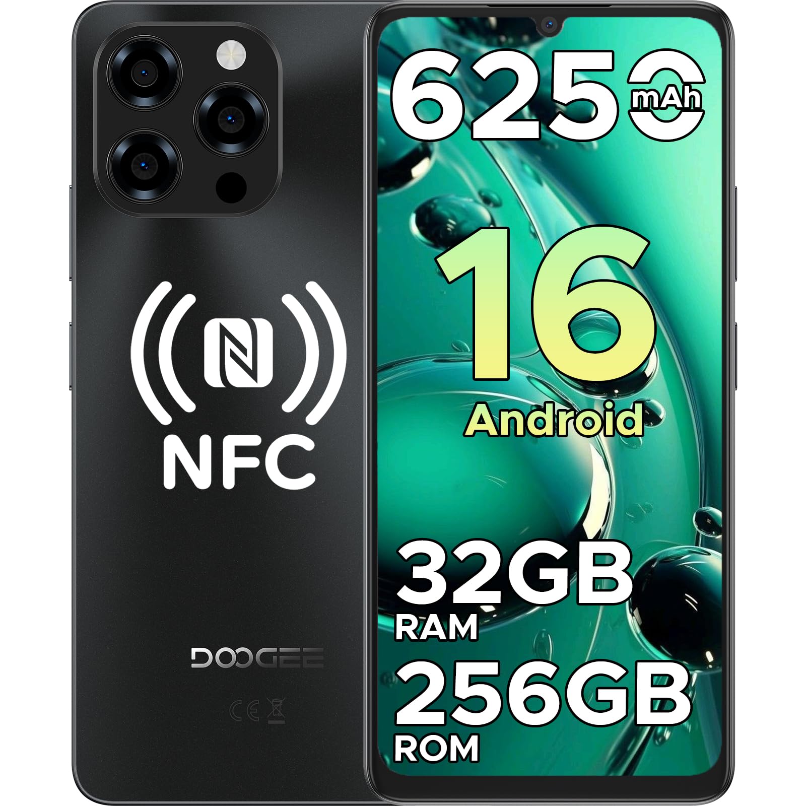 DOOGEE Note 58 Pro Smartphone Android 16, 32GB+256GB/TF 2TB Cellulari, 6250mAh Telefono Cellulare, 6.75" 90Hz Octa-Core Telefoni, 16MP+8MP/Fingerprint/Face ID/4G Dual SIM/Widevine L1/OTG/Tipo-C/NFC
