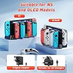 Switch Controller Charger Dock Station Compatible with Nintendo Switch & OLED Model Joy-con, Switch Charging Dock Support to Charge 6 Joycons & LED Indicator for Interactive Gaming Figures
