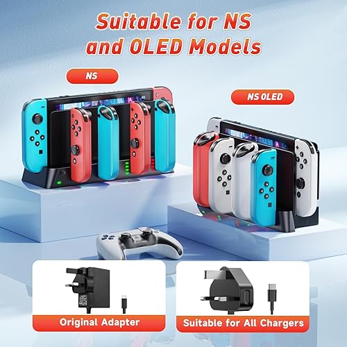Miniatura 4 de Estación de carga para consola de juegos PSP compatible con Nintendo Switch y modelo OLED Joy-con, estación de carga para cargar 6 joycons