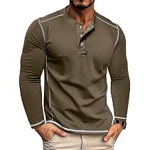 Nuofengkudu Men's Henley Shirt Long Sleeve Casual Button T-Shirts Top Pullover Lightweight Tee Shirts