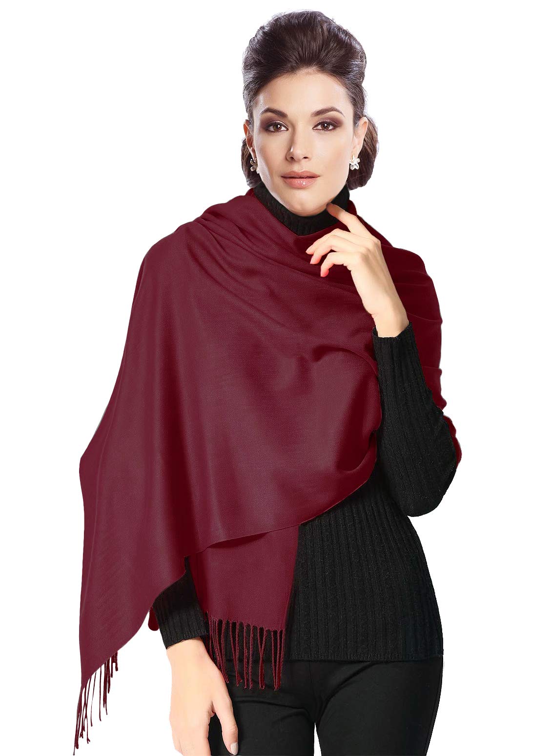 Pashmina Stola Damen für Abendkleid Kaschmirstola Kaschmir Schal Umhang Paschmina Schwarz Rot Creme Rosa Pink Blau Grün Beige Ivory Elfenbein Weiß