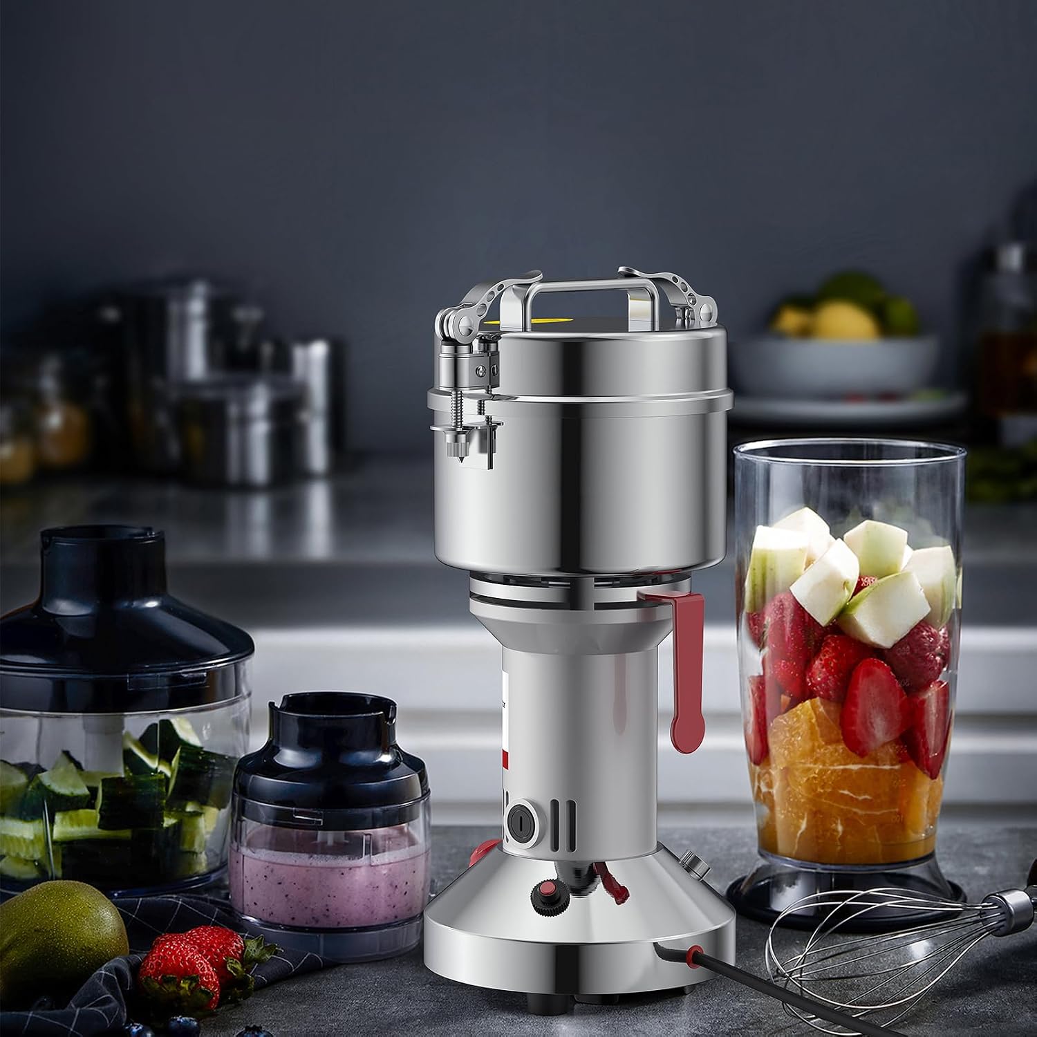 3000W Electric Grain Grinder, High-Speed Stainless Steel Crusher, 750G Vertical Commercial Spice Grinder, Dry Grinder