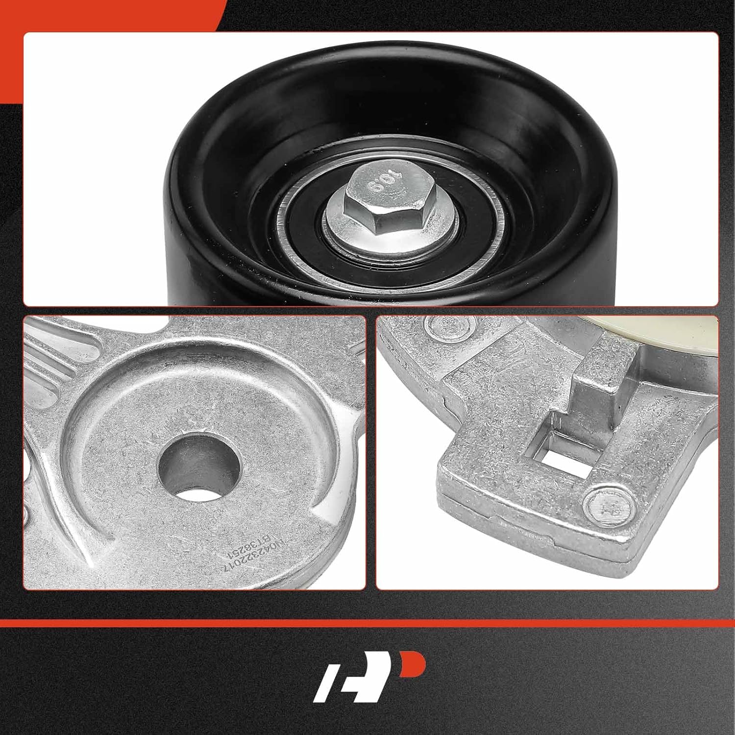 A-Premium Belt Tensioner Assembly with Pulley Compatible with Lincoln Continental 1995-2002 4.6L, Replace# F70Z6B209AA