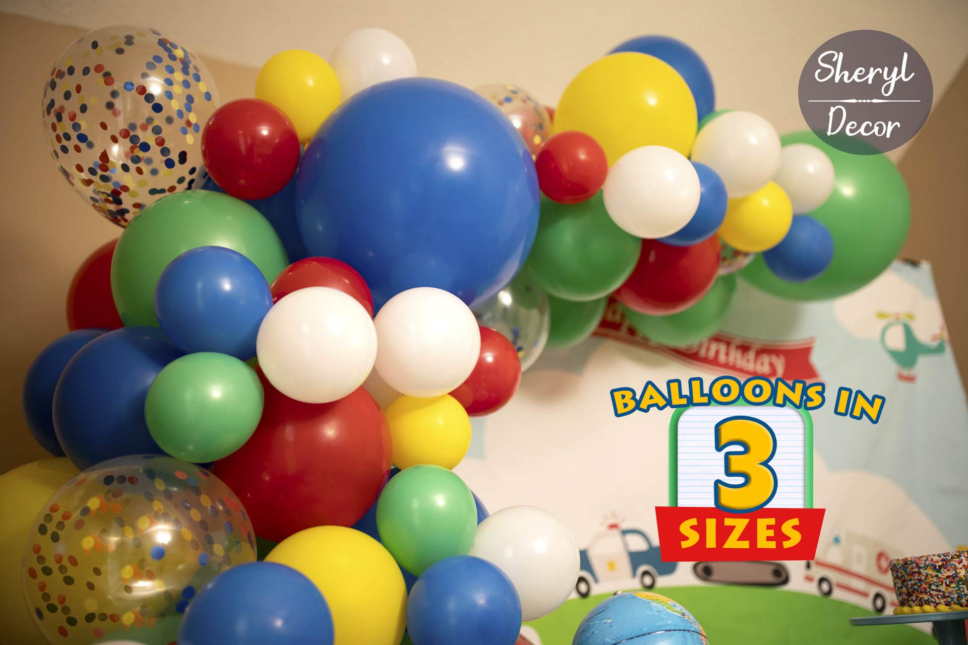 115pc, 3 Sizes Boy Birthday Balloon Arch Kit & Red Balloon Garland