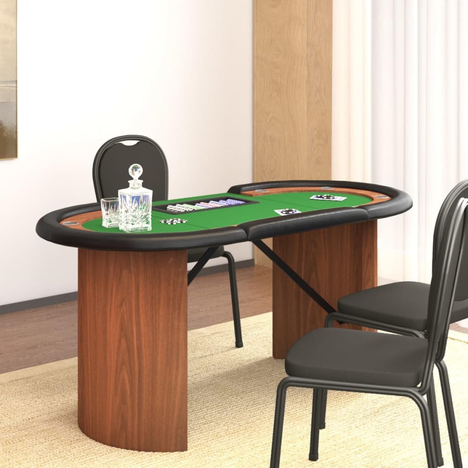 LAPOOH Pokertisch Klappbar 10 Spieler 160x80x75 cm Grün mit Chipablage