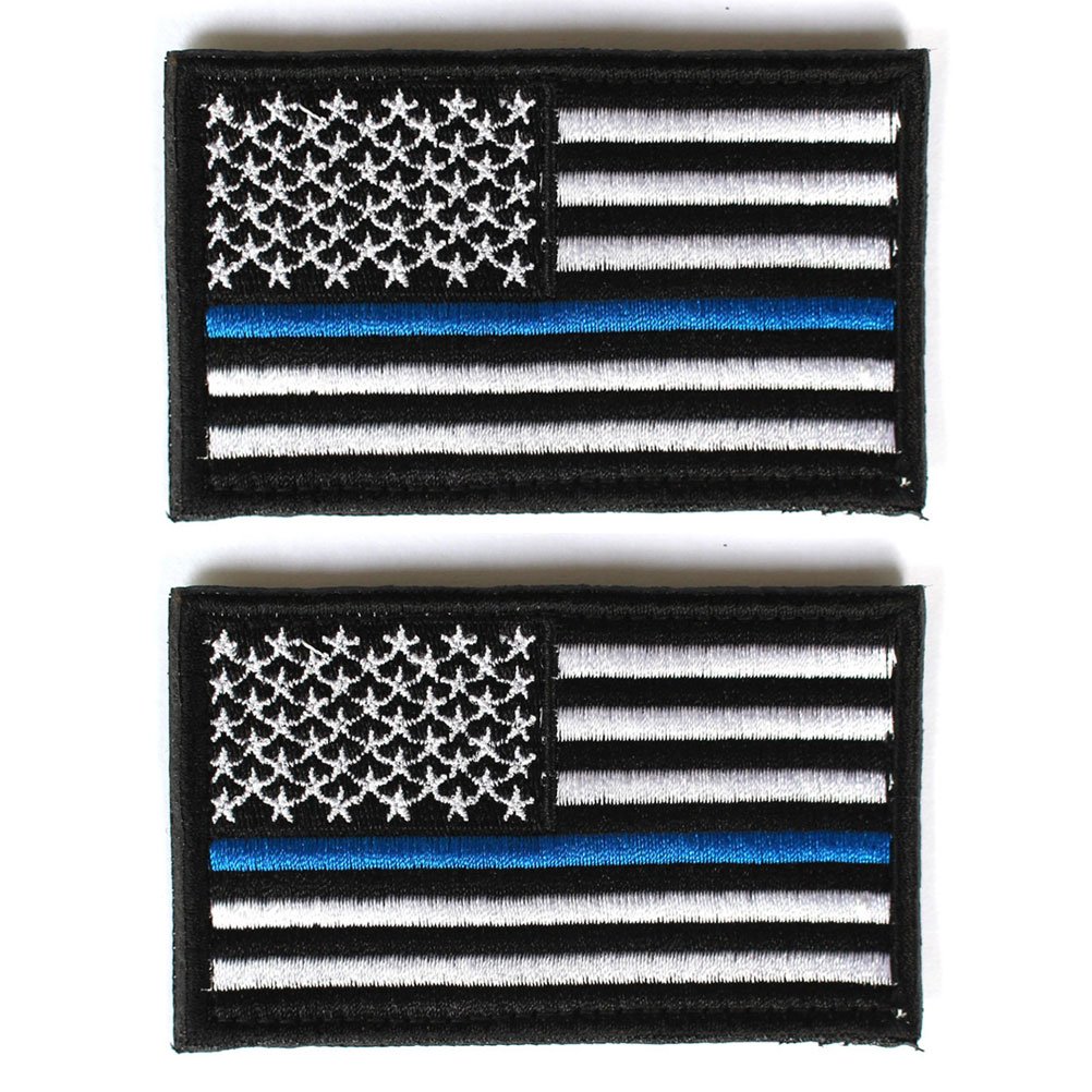 Pakiet 2 szt. - flaga US Police law enforcement Thin Blue Line Patch Decorative Embroidered Badge appliques 2 high by 3.2 wide by Masonicbuy