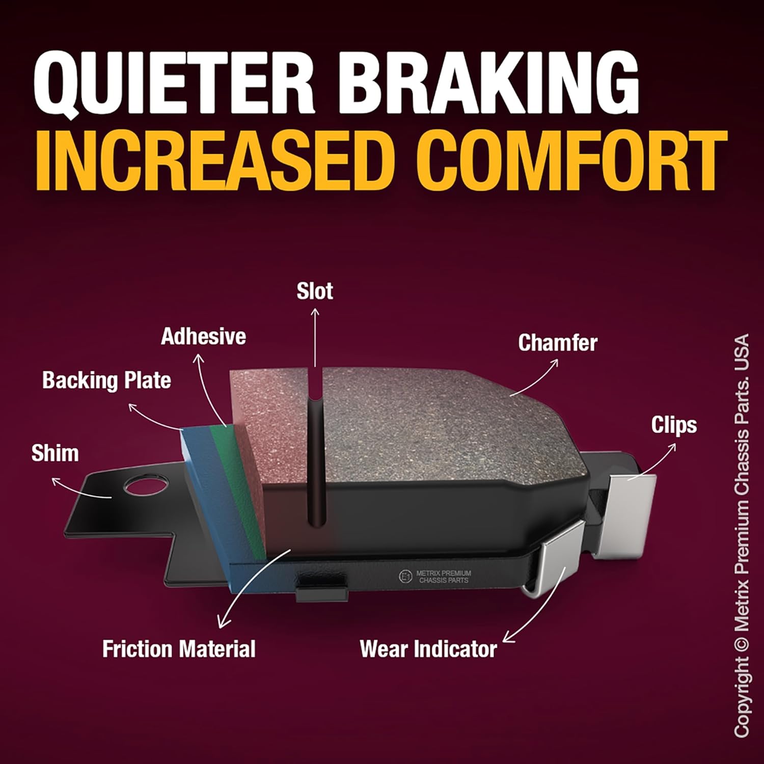 Metrix Premium Chassis Parts - Front Semi-Metallic Disc Brake Pad Set D1539 Fits 13-16 Scion Fr-S, 13-20 Subaru Brz, 22-24 16-17 Crosstrek, 10-18 Forester, 11-16 Impreza, 13-14 Legacy, 12-14 Wrx