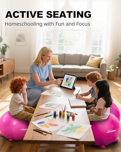 Miniatura 13 de Trideer - Sillas flexibles para aula de primaria, estilo pelota de yoga, tambaleantes, suministro escolar para niños sensoriales, sillas de