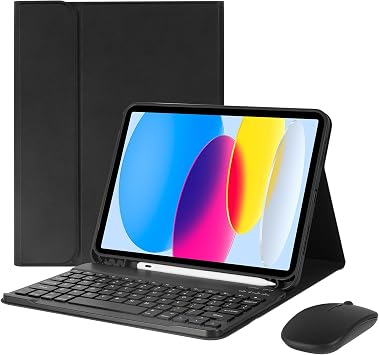 Keyboard Case for iPad 10th Generation 10.9 inch 2022 and iPad 11th Generation A16 11 inch 2025, Detachable Bluetooth Keyboard Case with Wireless Keyboard and Mouse for ipad 10th/11th Gen