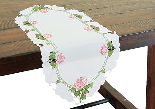Miniatura 3 de Xia Home Fashions Camino de mesa de primavera bordado de rosas de verano, 16 x 34 pulgadas
