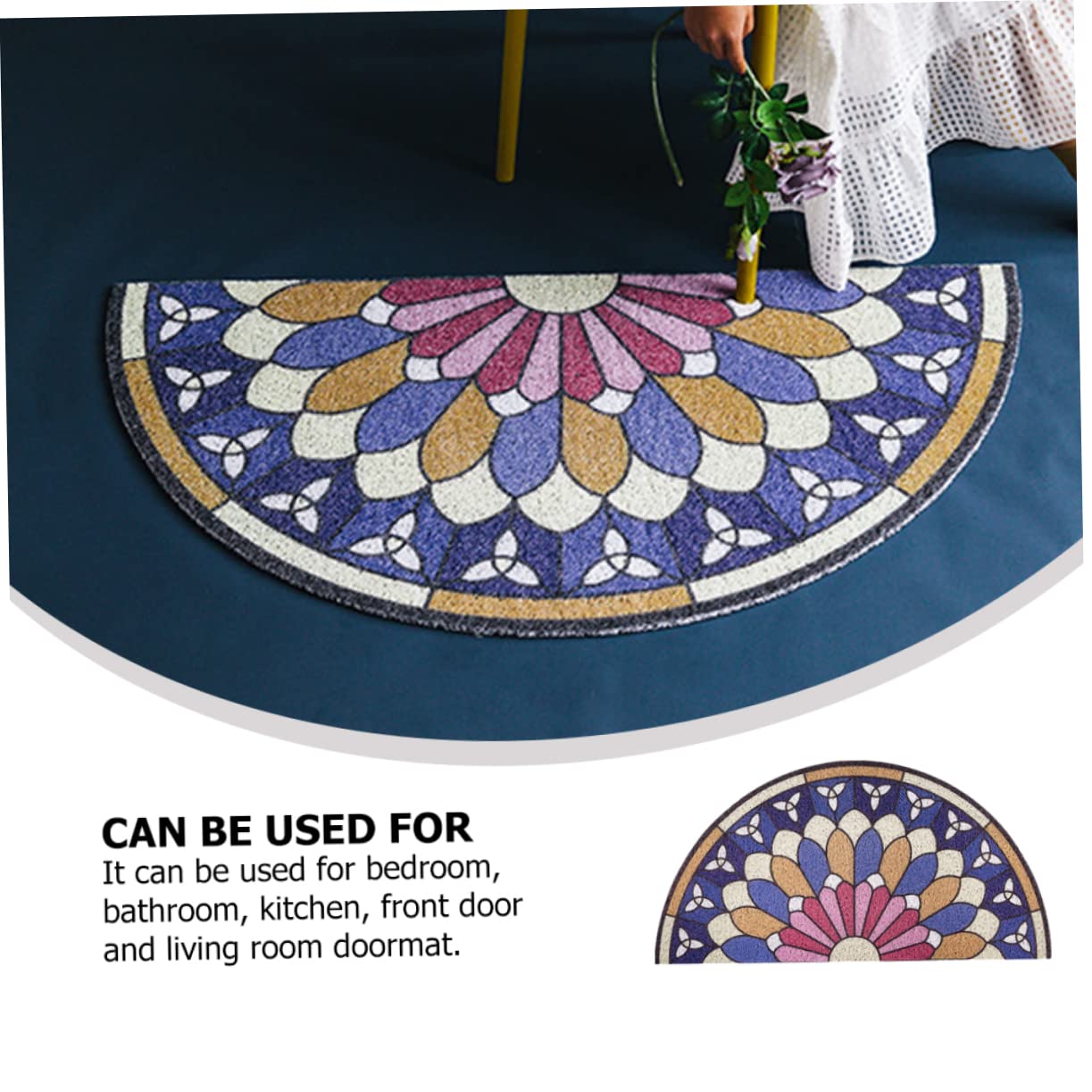 Tapis Semicirculaire Antidérapant en PVC pour Entrée Tapis De Sol Intérieur Et Extérieur Design Créatif 80X40Cm