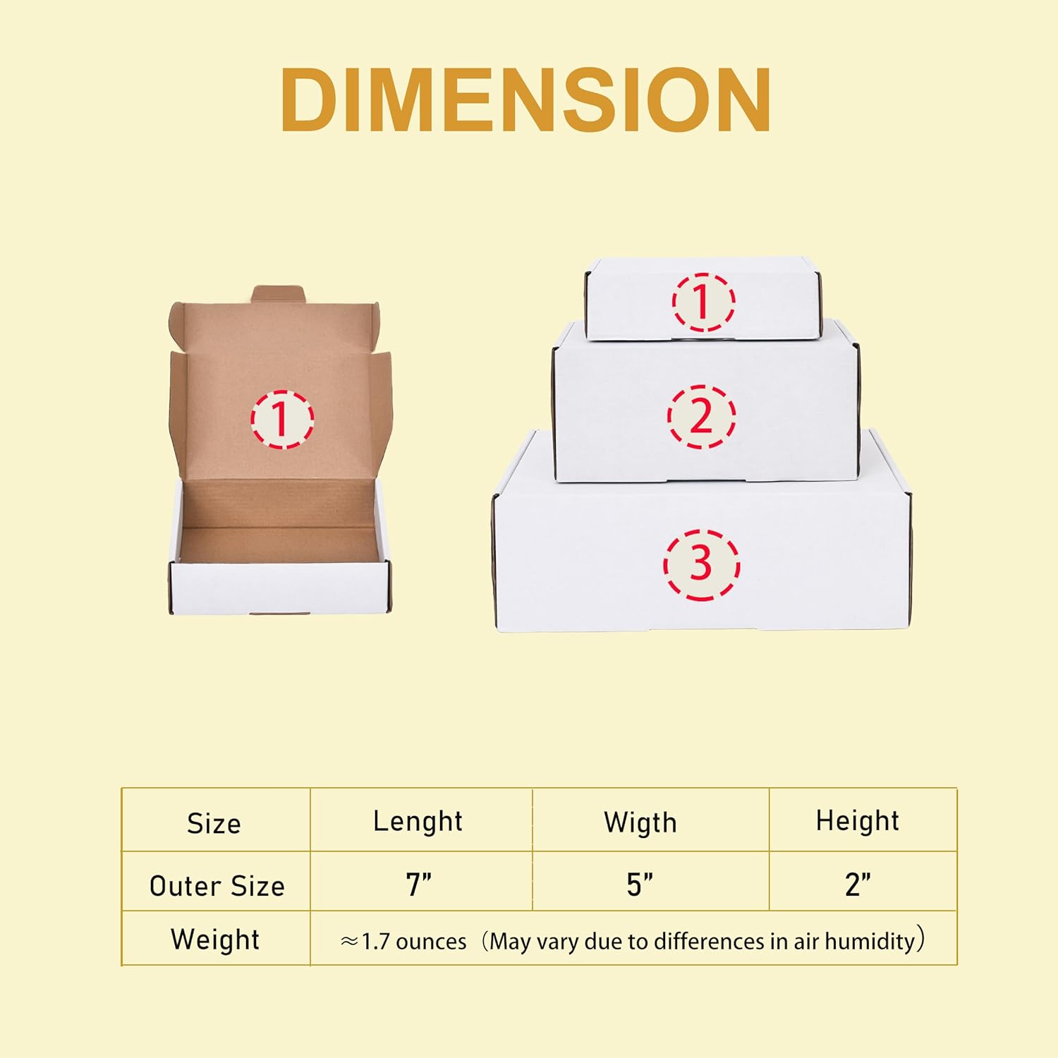 Shipping Boxes, 7x5x2 Inches, White Corrugated Cardboard Literature Mailer, Set of 25 white-7x5x2-25P