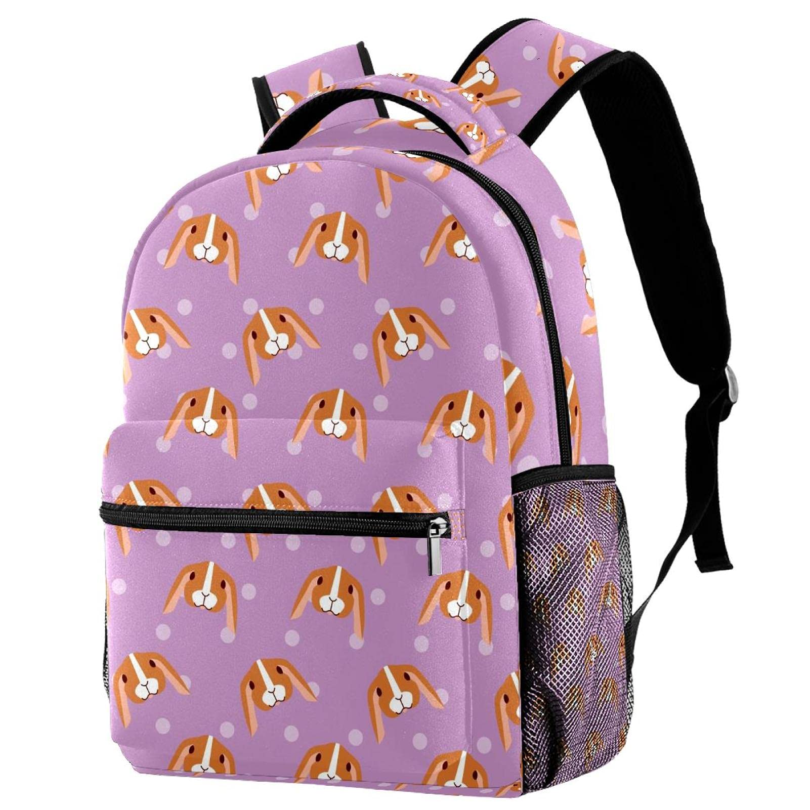 Sac à dos d'écolier orange à pois style décontracté et multicolore
