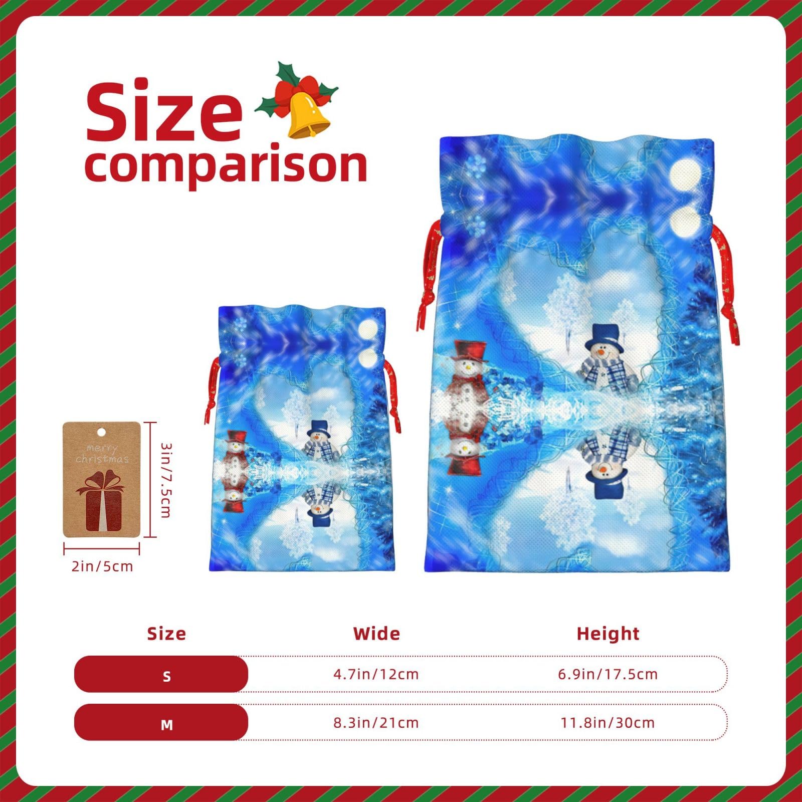 Weihnachts-Weintüten Aus Sackleinen Mit Kordelzug – 2 Stück, Mit Weihnachtsmann & Schneemann, Für 750 Ml Flaschen