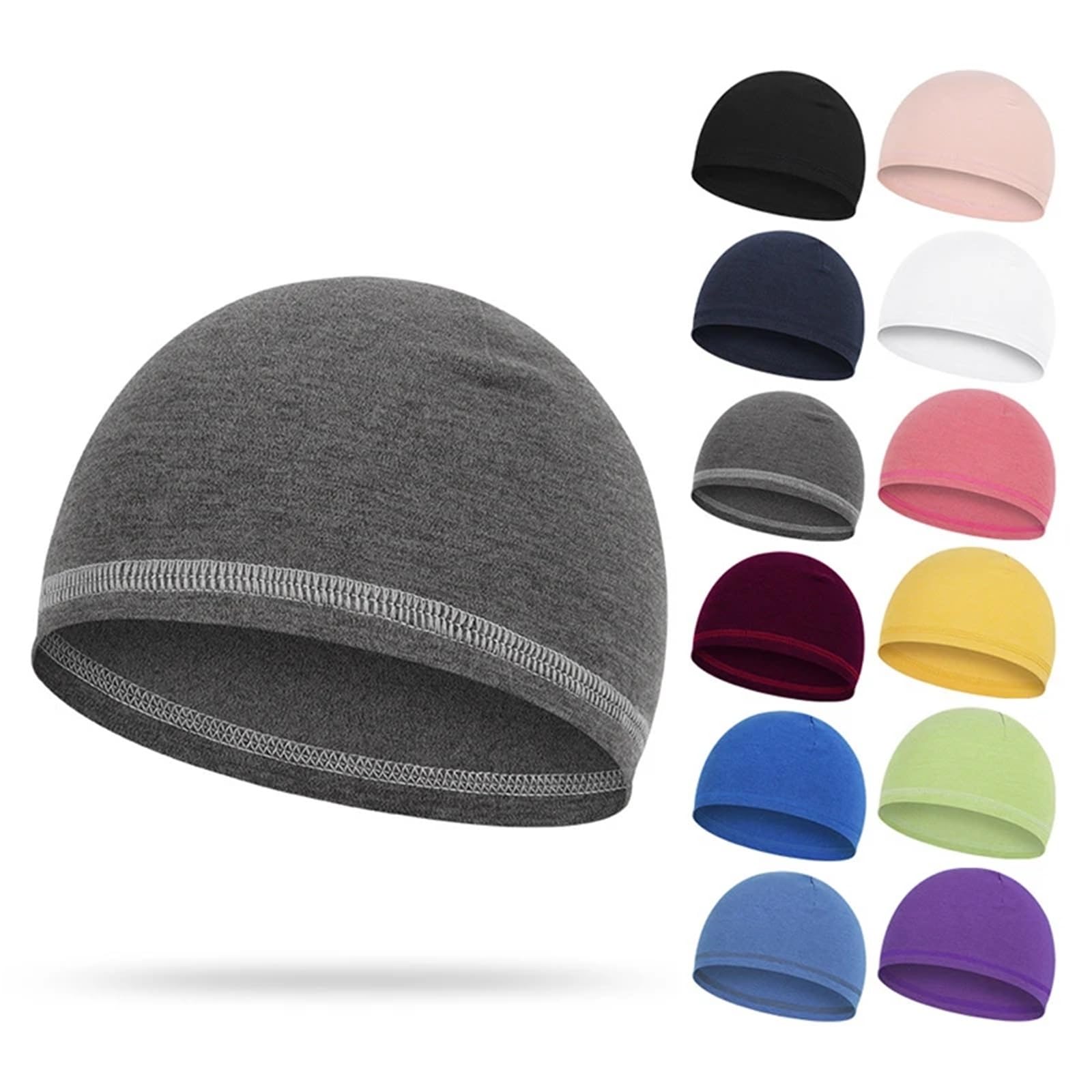 Casquette de Cyclisme Couleur Unie for Hommes et Femmes, 2 pièces, Bonnet Chaud d'hiver for Camping en Plein air, Sport élastique, Doublure Casque Ski, Chapeau Peluche pour Vélo(Black)