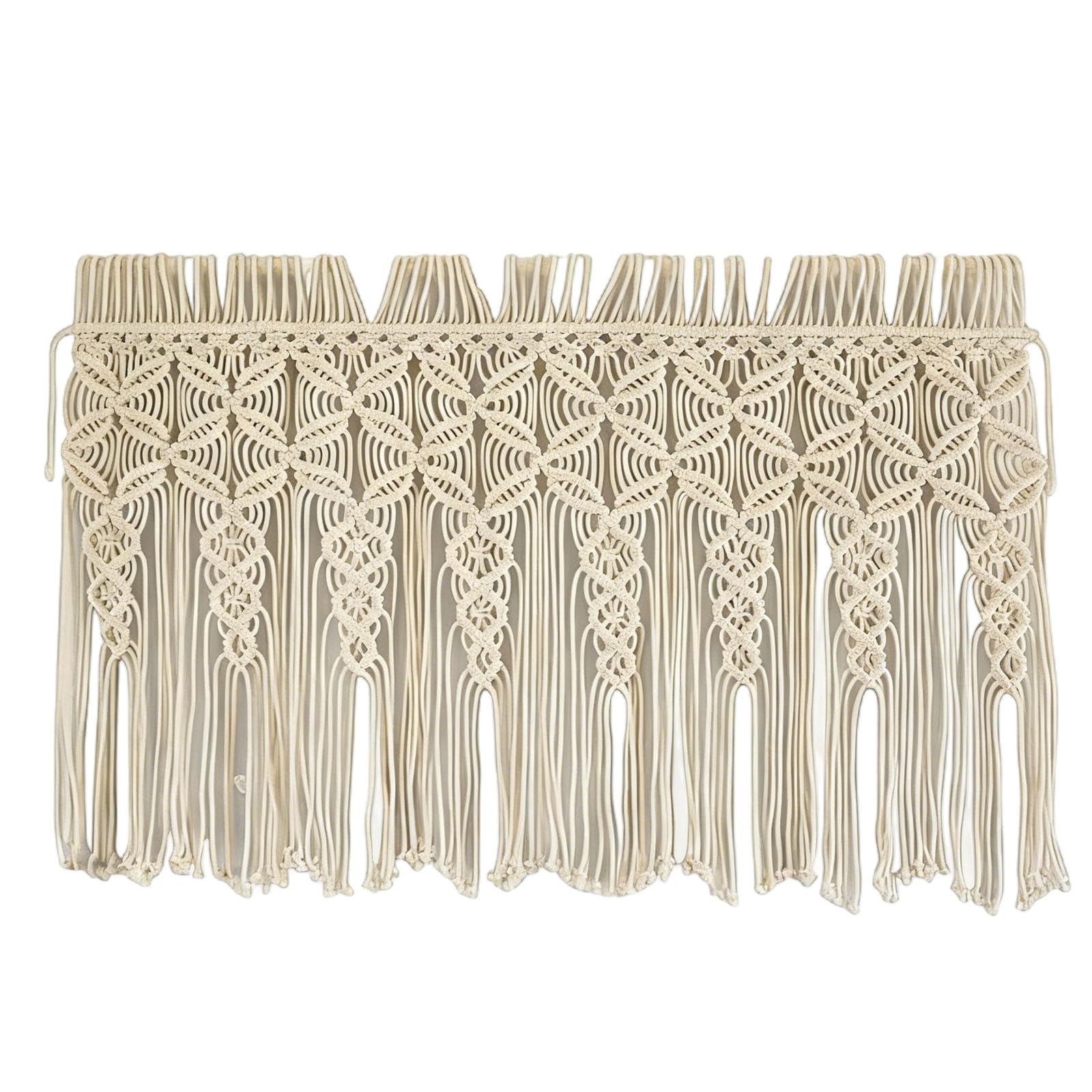 Cortina de macramé para puerta, divisor de habitación bohemio con tapiz tejido, estilo nórdico, cortinas de cuerda de algodón para decoración del hogar, 95 x 55 cm