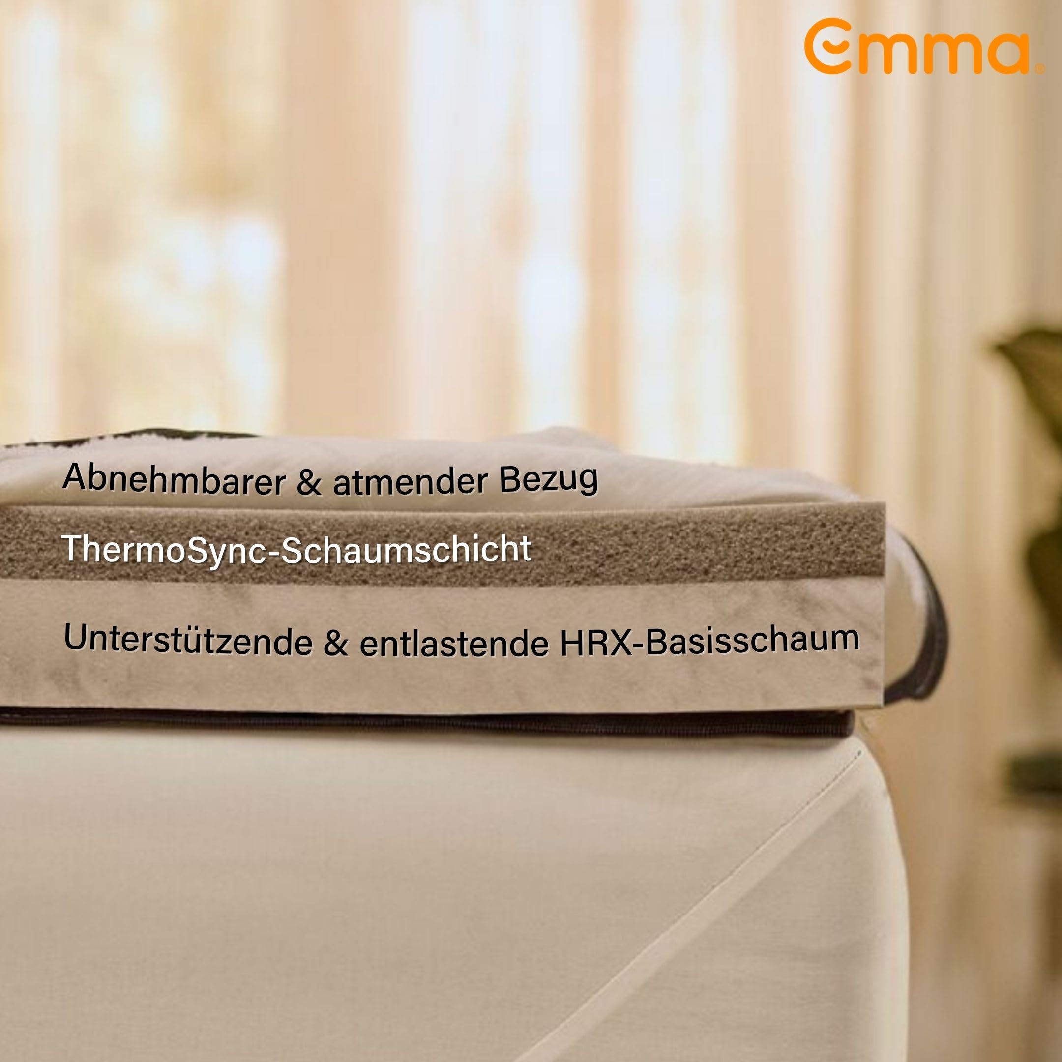 Emma Premium Topper 180x200 | Atmungsaktiver & Klimaregulierender Matratzentopper | 8 cm Höhe | Waschbarer Bezug