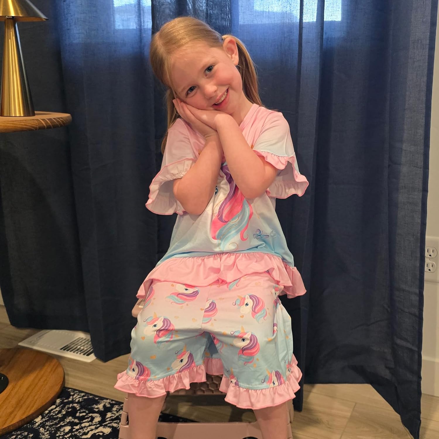 LQSZ Girls Pajamas Set Summer Kids Princess PJS Shorts Sleeve Lounge Set Sleepwear for 3-10 Years - Image 6