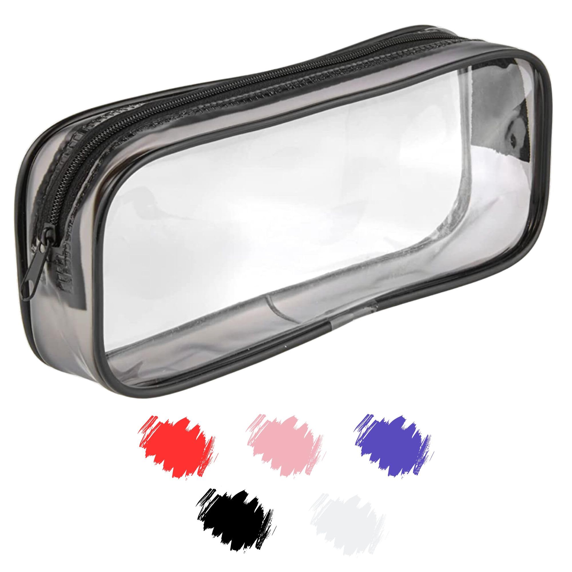 Soul Projekt Clear Pencil Case for Exams Small Black Transparent Exam Pencil Case for Students Portable Clear Makeup Bag