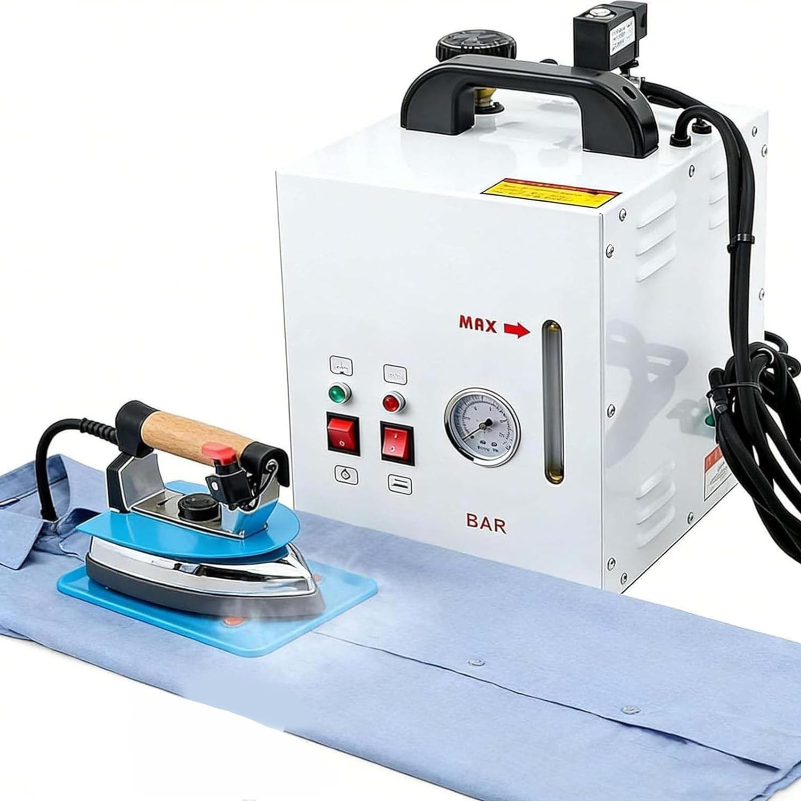DPQYJPP 1600w steam ironing station,900w handheld steam boiler iron steamer 4l boiler, with dual safety valves & pressure gauge and status indicator lights, for clothing stores, laundries