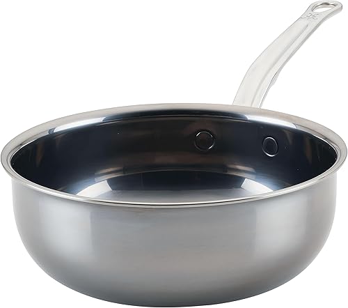 Miniatura 6 de Hestan - Colección NanoBond - Sartén de acero inoxidable de titanio con tapa, compatible con placa de inducción, 2 cuartos de galón