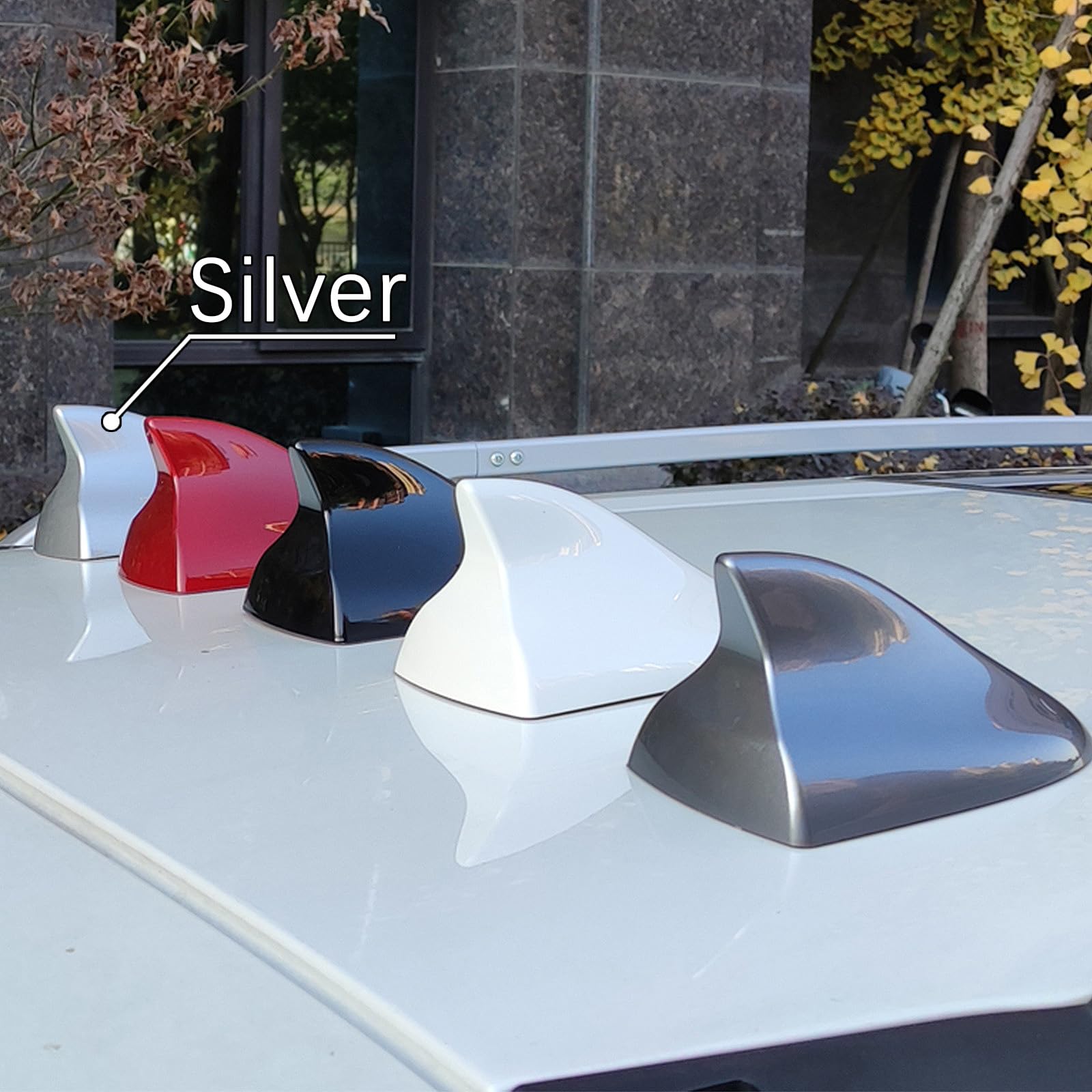 per BMW 1 Serie E81 E87, 120i, 120d, 118i, 118d, 116i, 116d, antenna accessori Shark Auto Parts ((Silver) Argento)