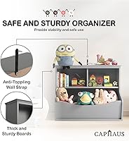 Vista 4 de CAPHAUS Organizador de almacenamiento de juguetes para niños, cubículo de almacenamiento abierto, gabinete multifuncional de almacenamiento