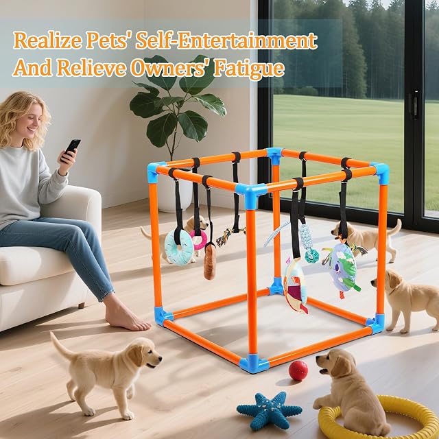 Foto 6 de 7 de Liitrton Puppy Play Gym para perros pequeños con 8 juguetes colgantes