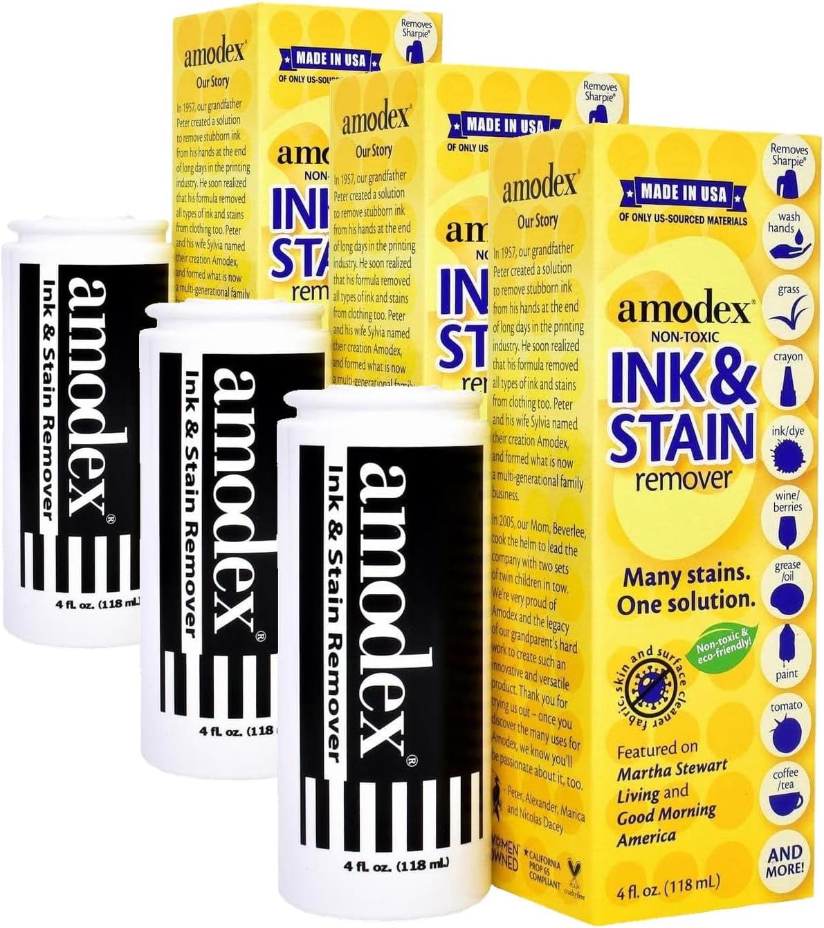 Amodex Products Inc 104 Liquid Ink & Stain Remover, Fresh and Clean,4oz (Pack of 3)