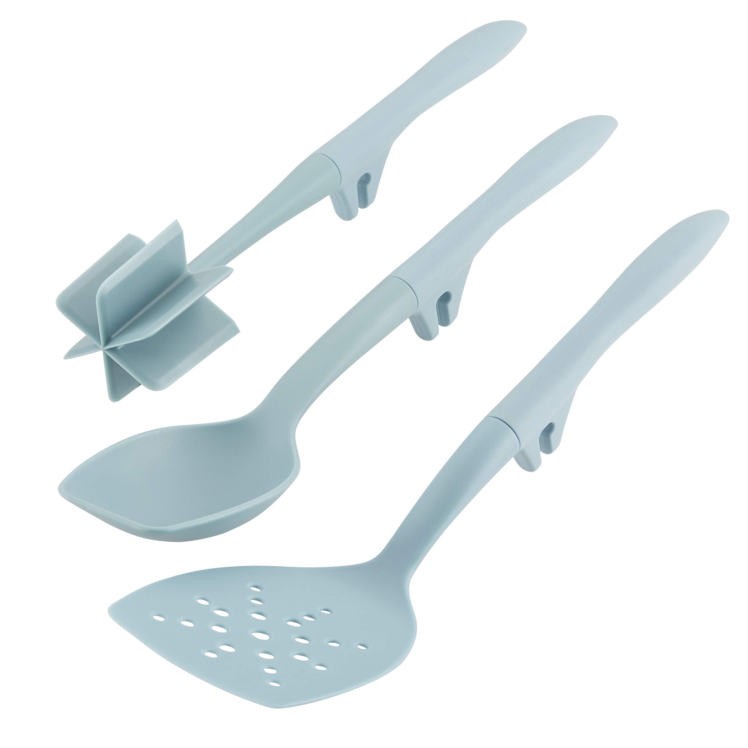 Rachael Ray 47752 Tools and Gadgets Lazy Chop and Stir, Flexi Turner, and Scraping Spoon Set, 3 Piece - Sky Blue