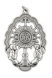 May the Blessed Sacrament Be Praised Silver-tone Monstrance Pendant &vert; Delightful design &vert; Handcrafted by Italian Craftsman &vert; Holy Eucharist Monstance Medal