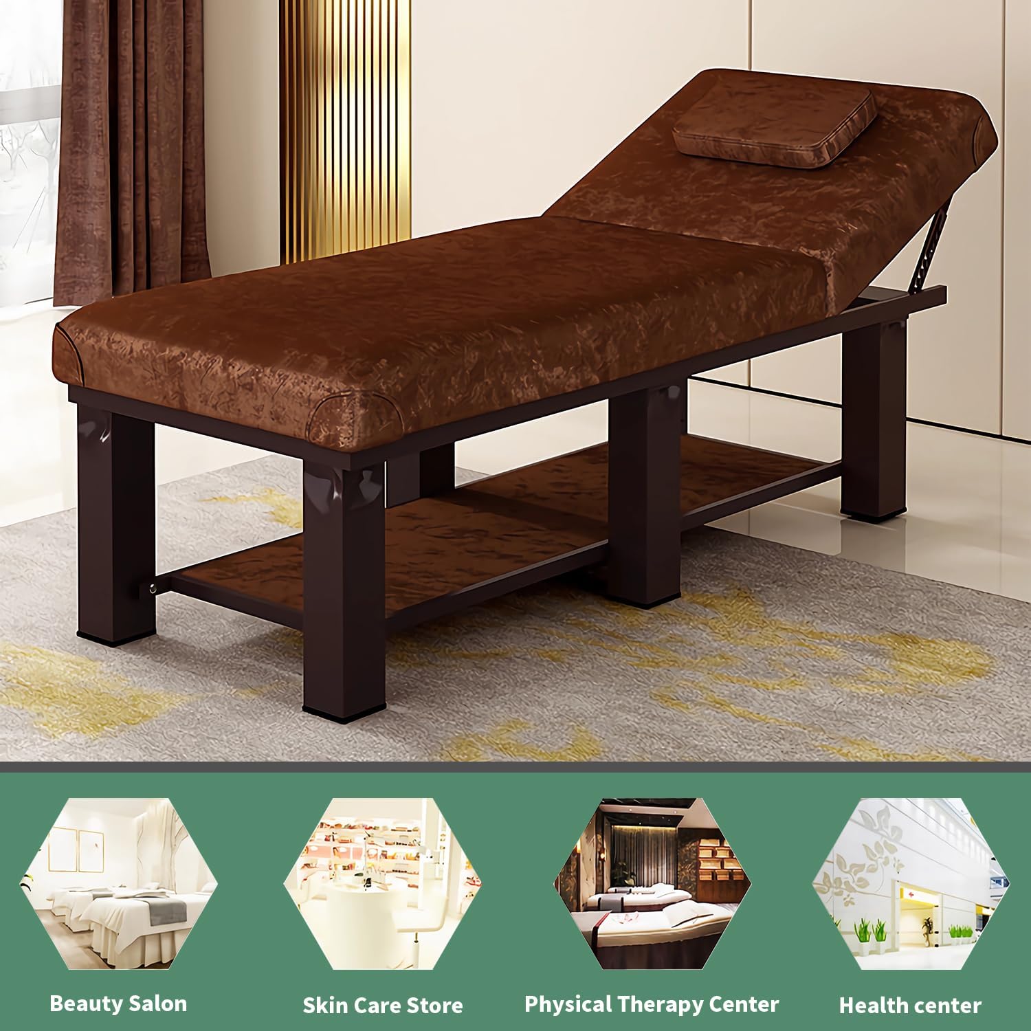 Adjustable Massage Bed spa Bed Facial Bed，Can be Used as Physical Therapy Table for Home Facial Table Bed Massage，Fleece Surface, Filled with high Rebound Sponge.