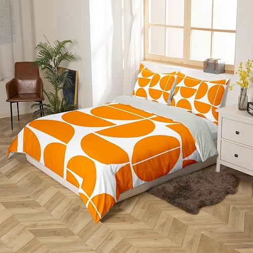 Miniatura 4 de Erosebridal Juego de funda de edredón de mediados de siglo, color naranja, retro, tamaño individual, colorido, arte moderno, geométrico, para niños,